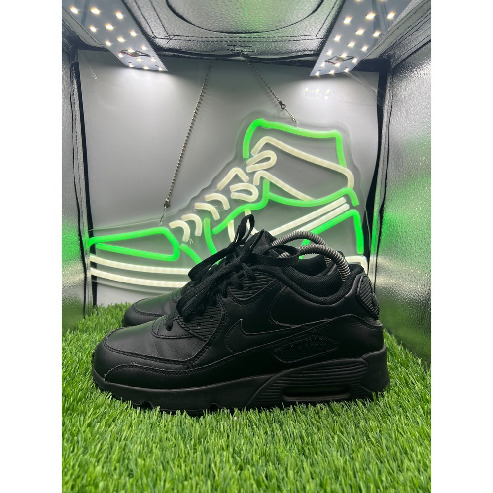 Nike Air Max 90 Leather Triple Black 833412-001 Mens 7Y Shoes Sneakers
